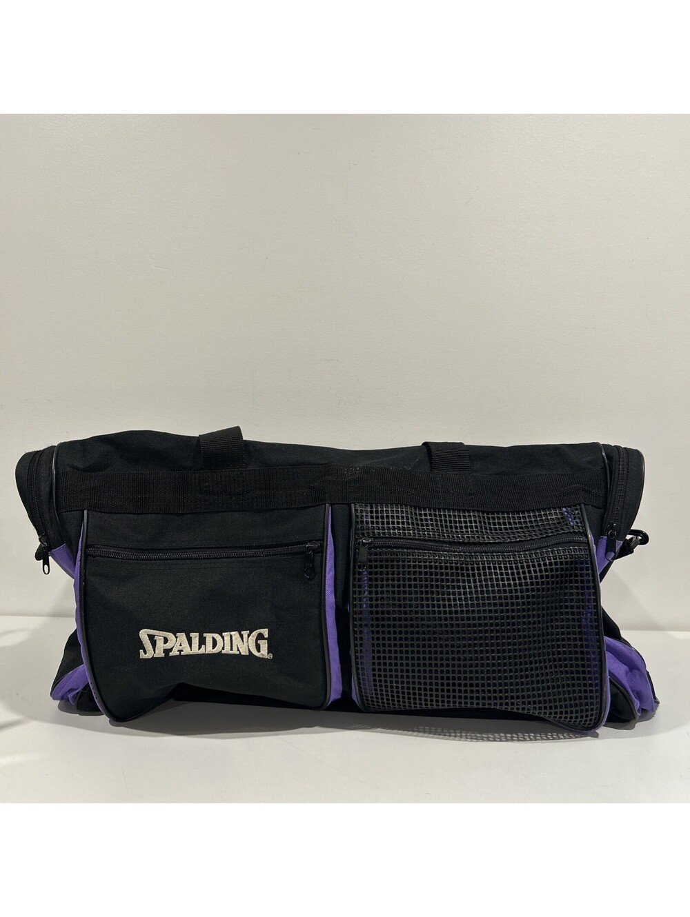 SPALDING Basketball Black Purple Sports Duffel Equipment Bag Multi Pocket 63”
